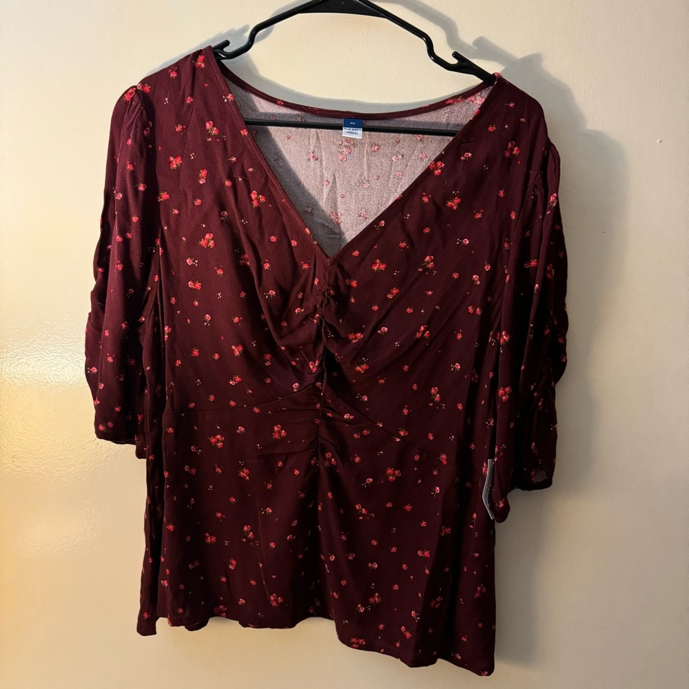 Burgundy Floral Blouse